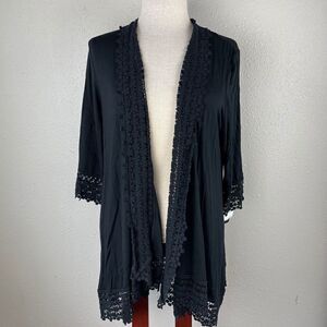 NWT Fever Cardigan Style Black Top Size L
